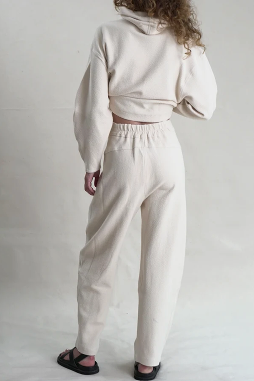 ALDOUS BARREL LEG JOGGER PANT - CREAM