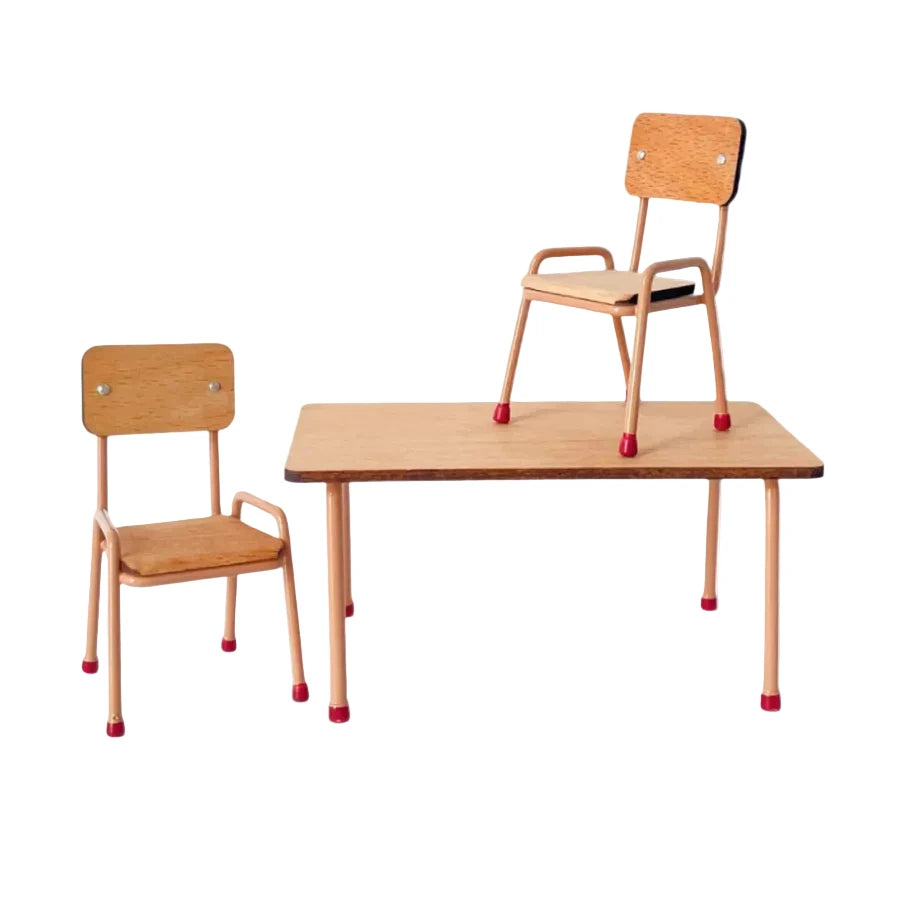 MAILEG MOUSE TABLE AND CHAIRS SET - DARK POWDER