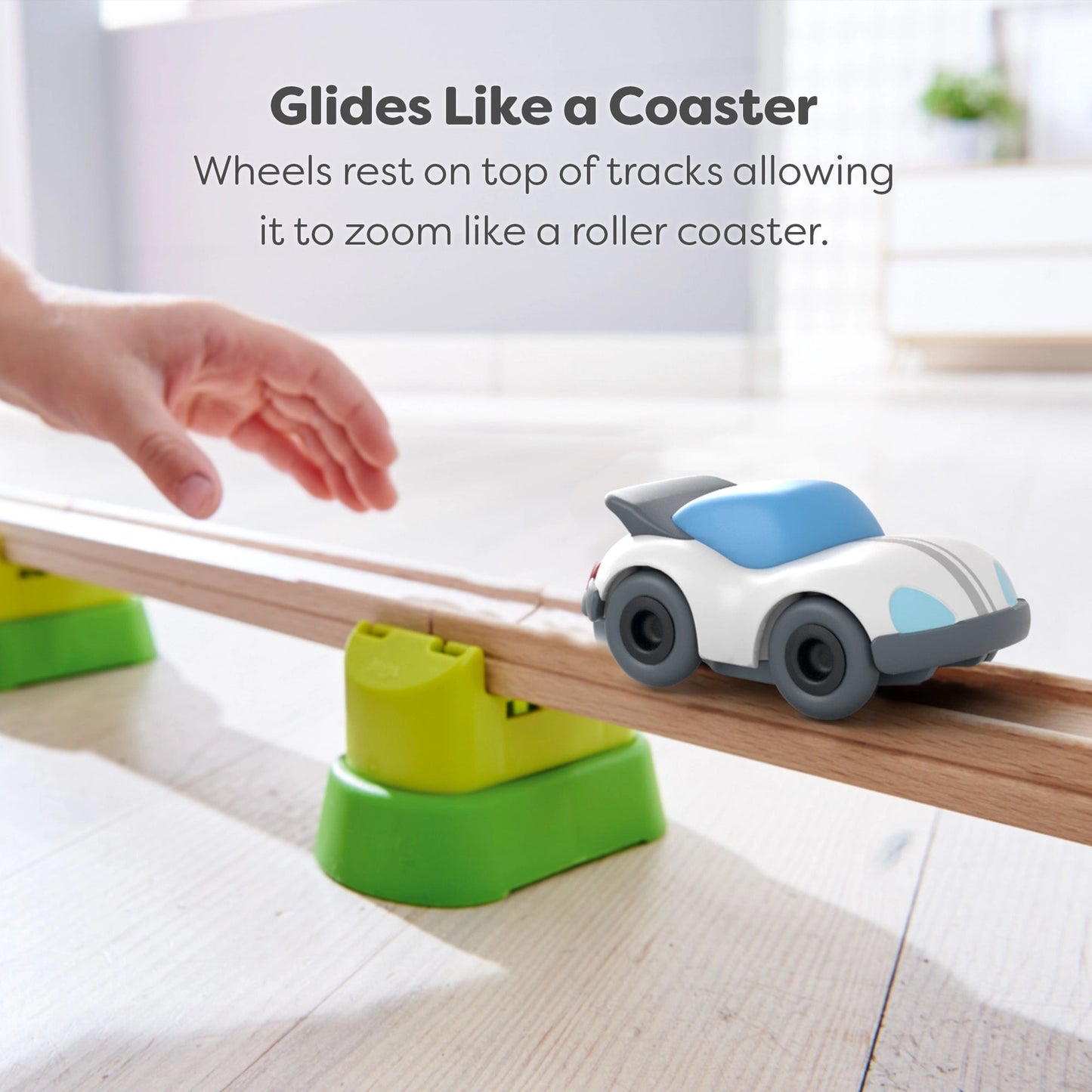 HABA WHITE SPEEDSTER CAR WITH MOMENTUM MOTOR