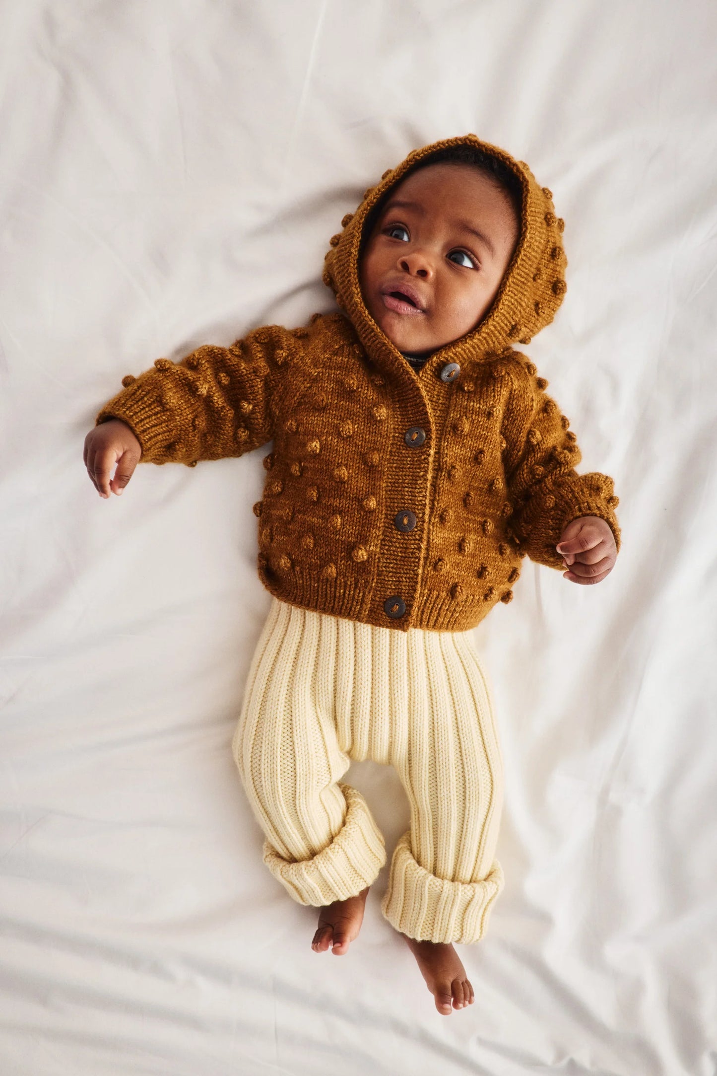 BABY HOODED POPCORN CARDIGAN