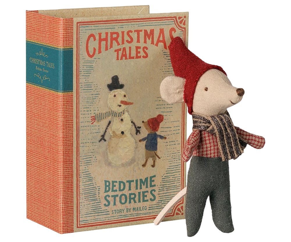 CHRISTMAS MOUSE, BABY IN BOOK