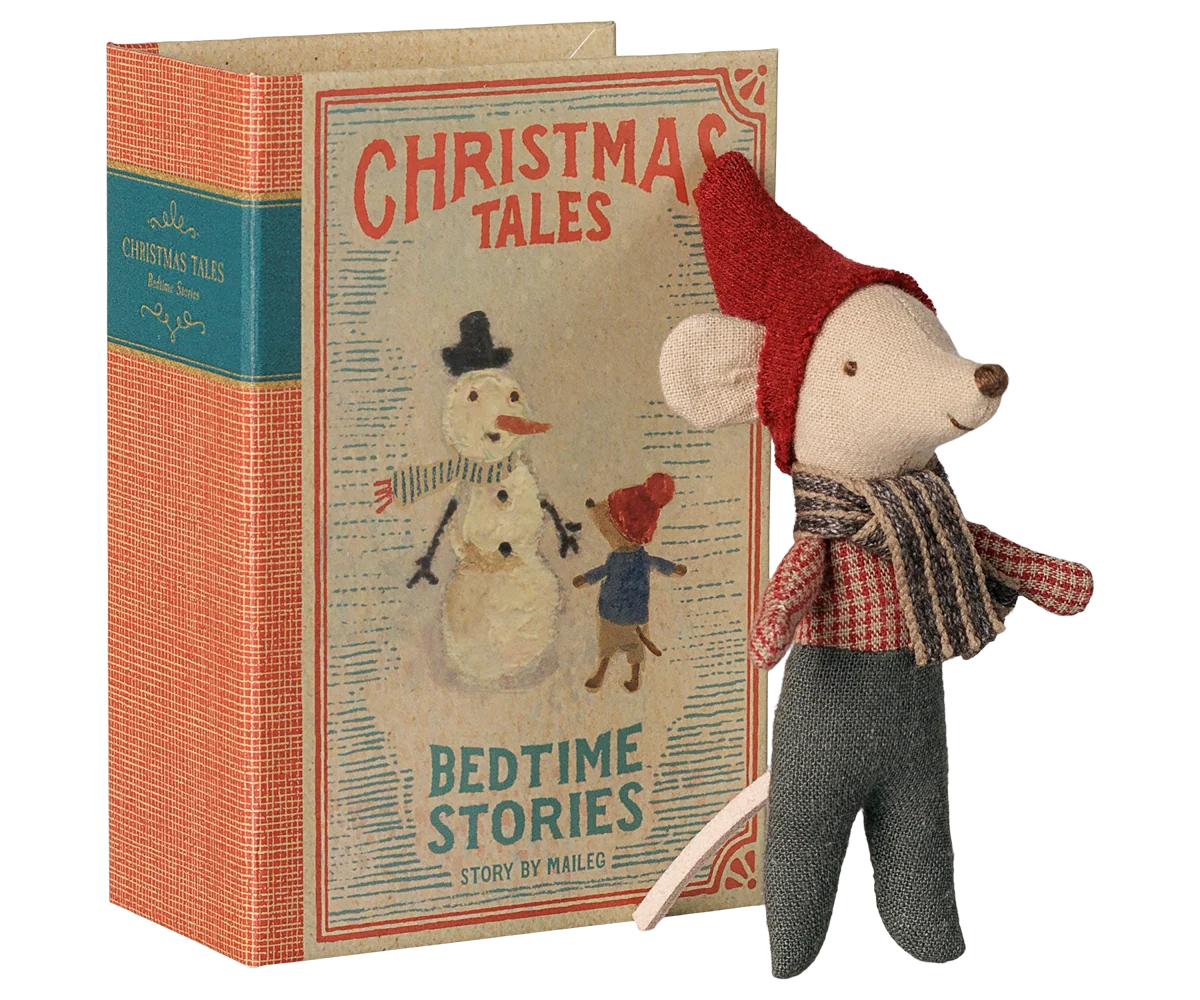 CHRISTMAS MOUSE, BABY IN BOOK