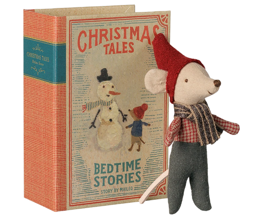 CHRISTMAS MOUSE, BABY IN BOOK