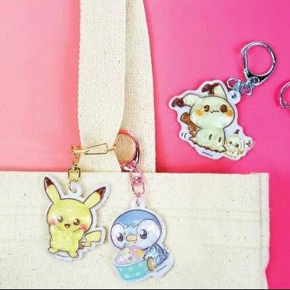 POKEMON CANDY BONBON STICKERS & KEY RING SET