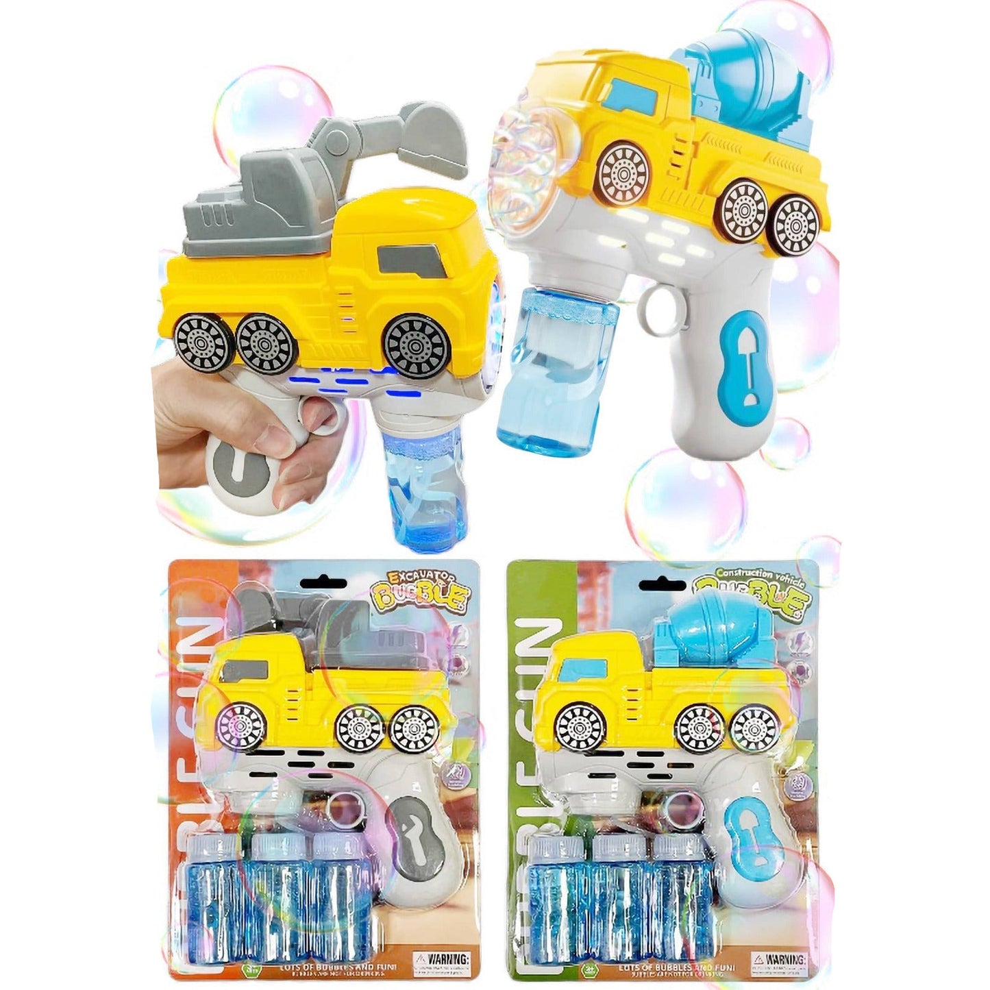 CONSTRUCTION VEHICLE LED LIGHT-UP BUBBLE GUN