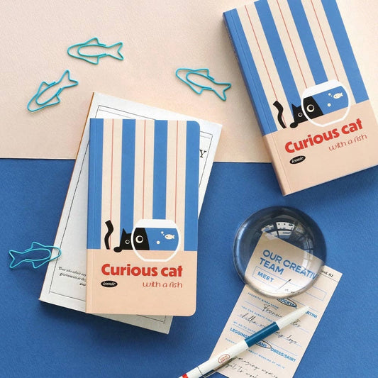 CURIOUS CAT LINED POCKET NOTEBOOK