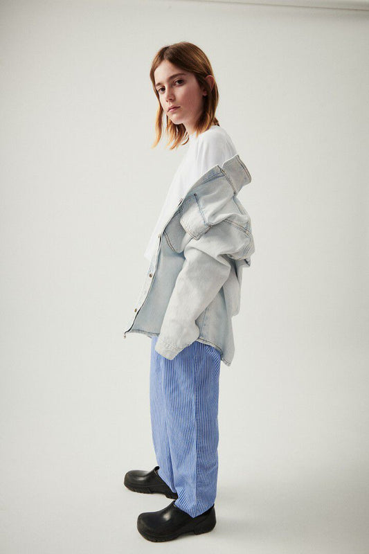 AMERICAN VINTAGE KIDS ZATYBAY TROUSERS - AQUA STRIPES