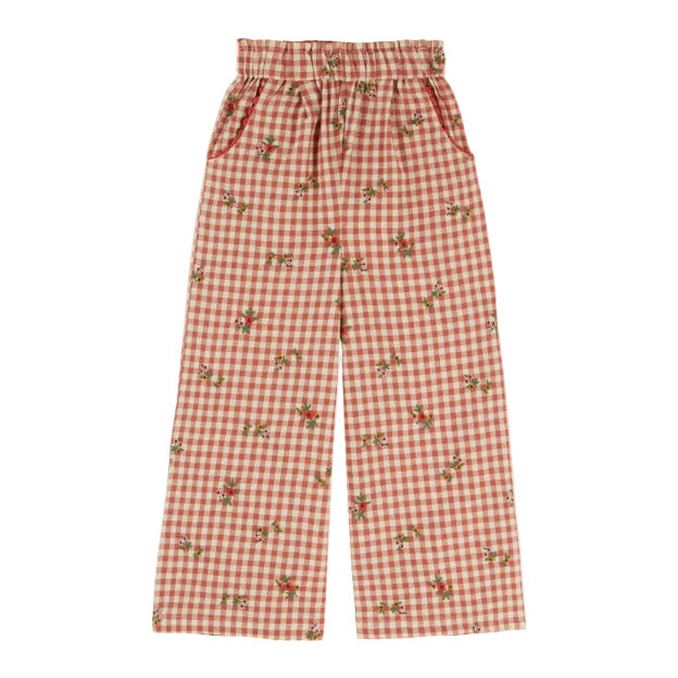 FLORAL GINGHAM PANTS - VICHY BRODERIE