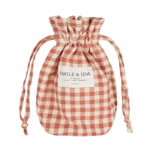 DRAWSTRING MINI BAG - VICHY ACAJOU