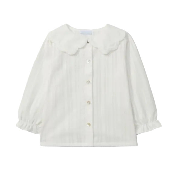 BLOUSE W/ EMBROIDERED COLLAR