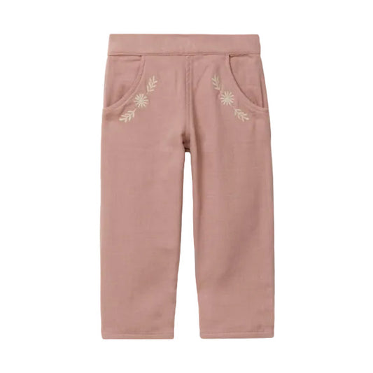 PINK EMBROIDERED COTTON PANTS