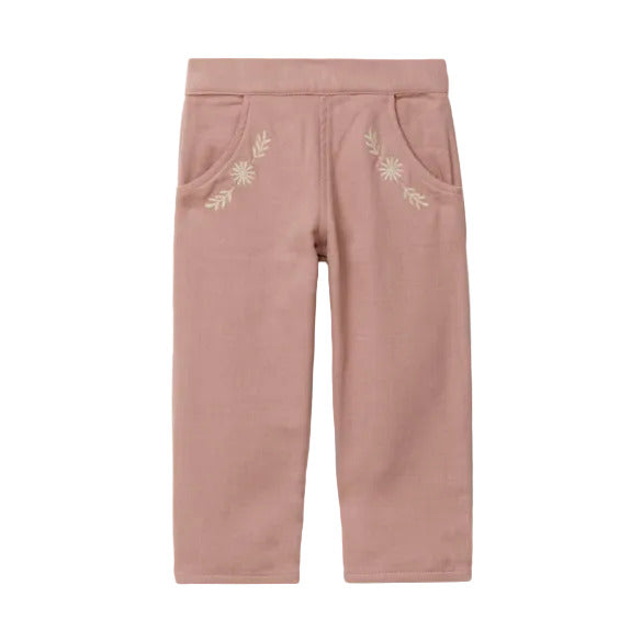 PINK EMBROIDERED COTTON PANTS