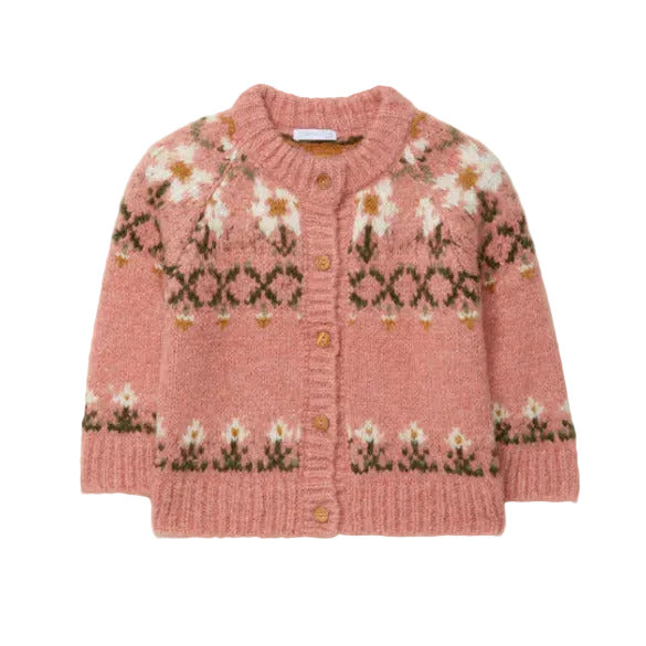 PINK KNITTED JACQUARD CARDIGAN