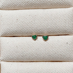 GREEN QUARTZ HEART EARRINGS - ROSE GOLD